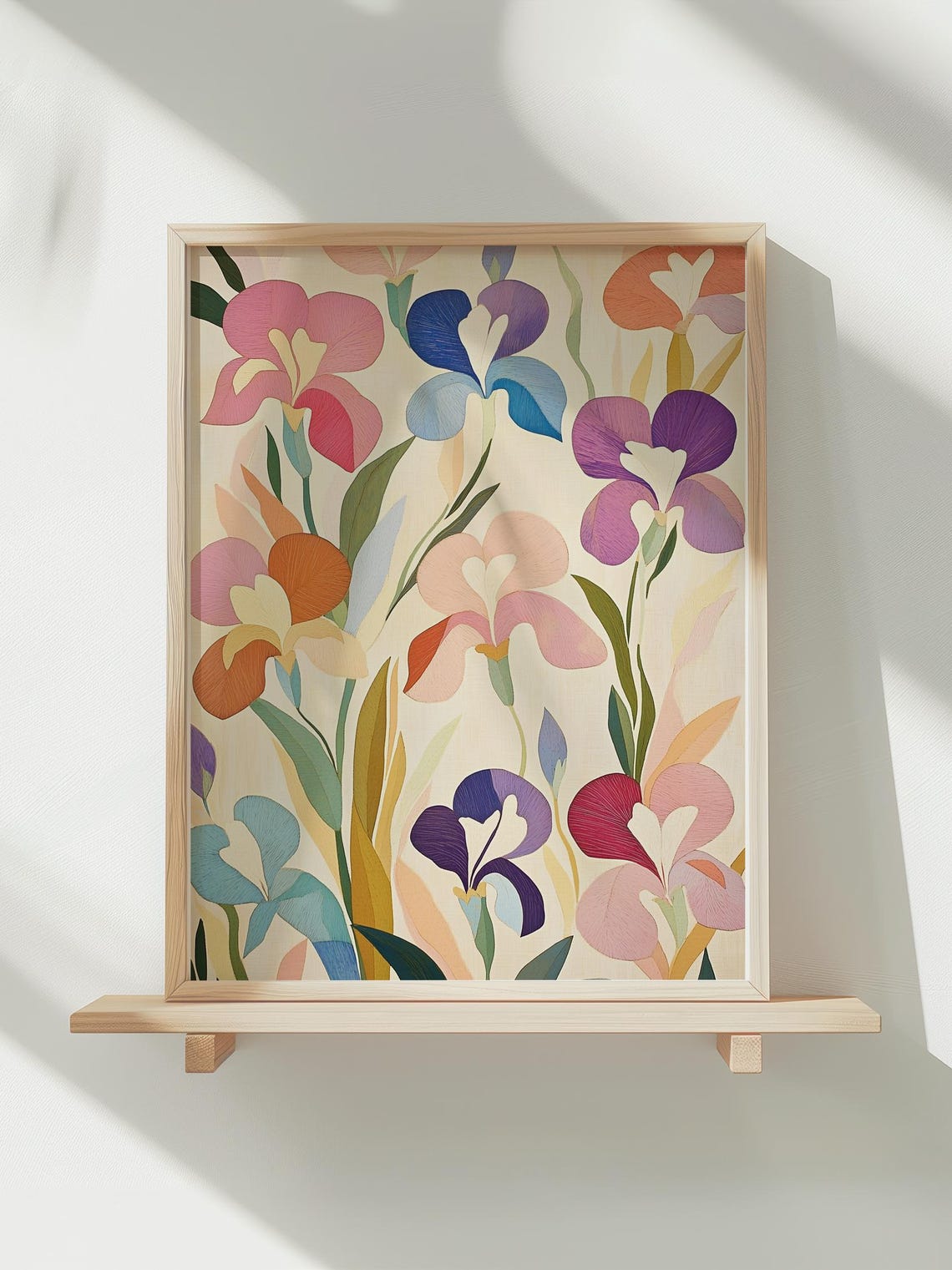 Colorful Iris Flowers Stylized Botanical Illustration Poster