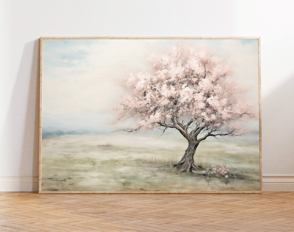Spring Cherry Blossom Tree, Farmhouse Decor Print