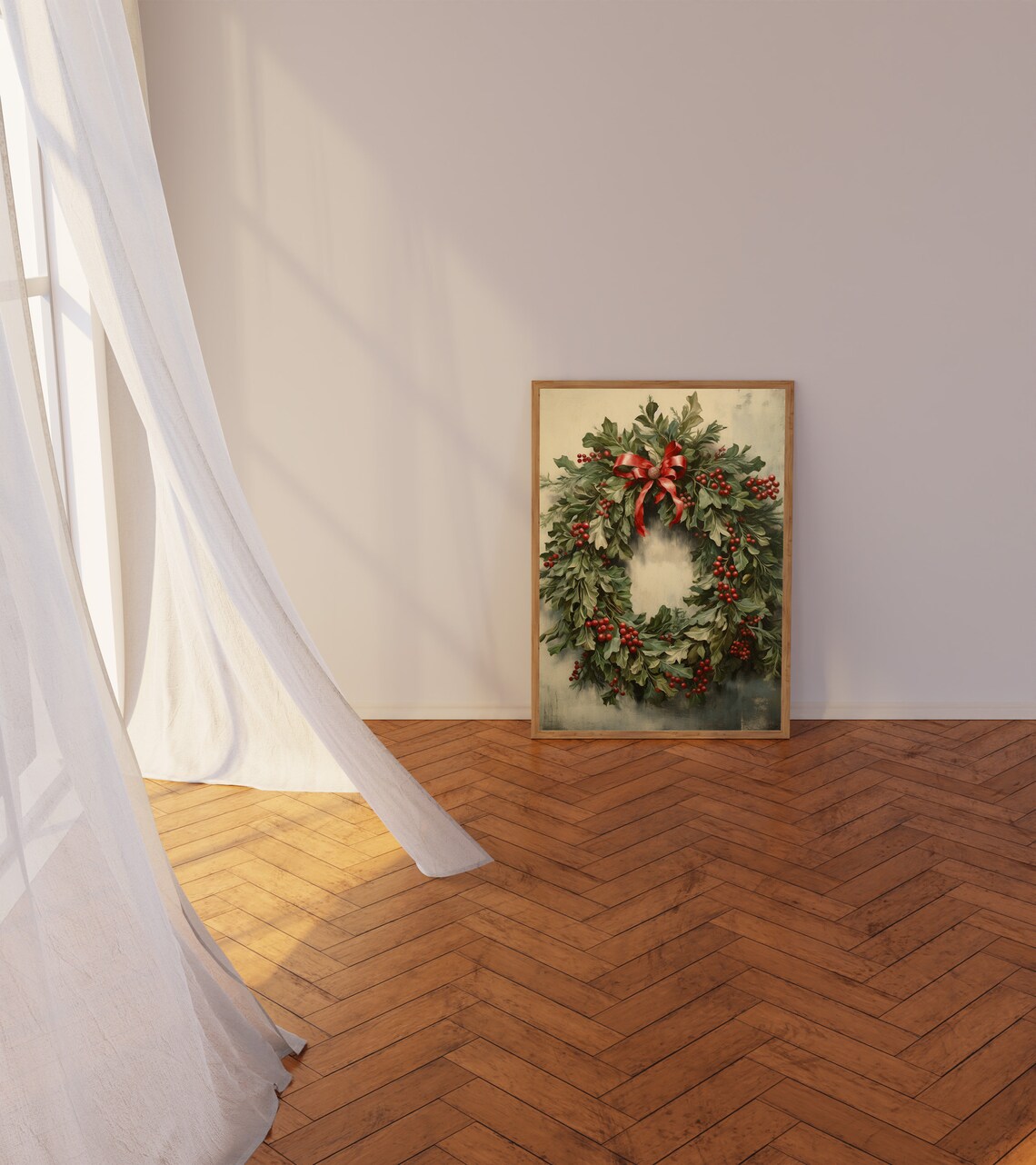 Christmas Wreath Holiday Decor Art Print - Image 3
