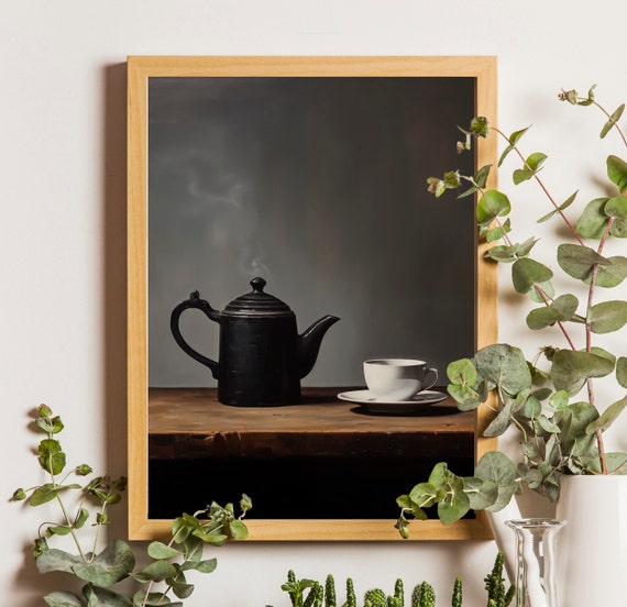 Coffee Pot Painting Vintage Kitchen Art Print
