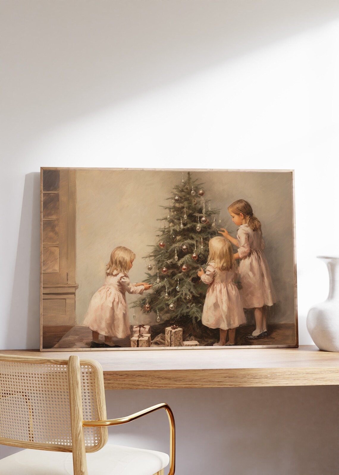 Children and Christmas Tree Vintage Christmas Print - Image 8