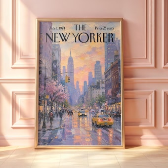 Vintage New Yorker Empire State Rainy Street Art Print