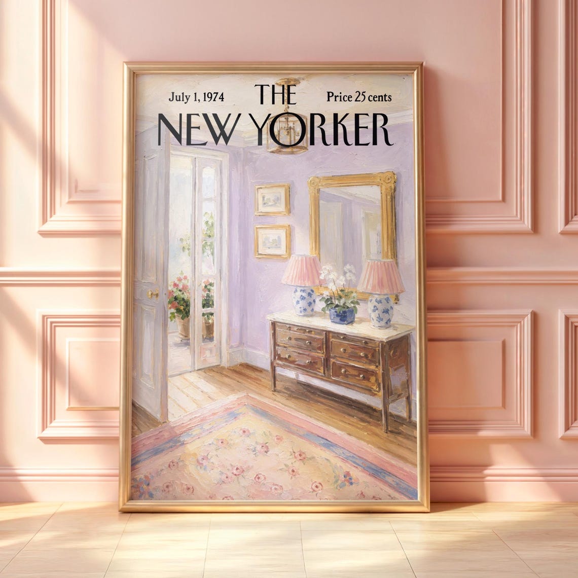 The New Yorker July 1 1974 Elegant Parlor Interior Painting Poster