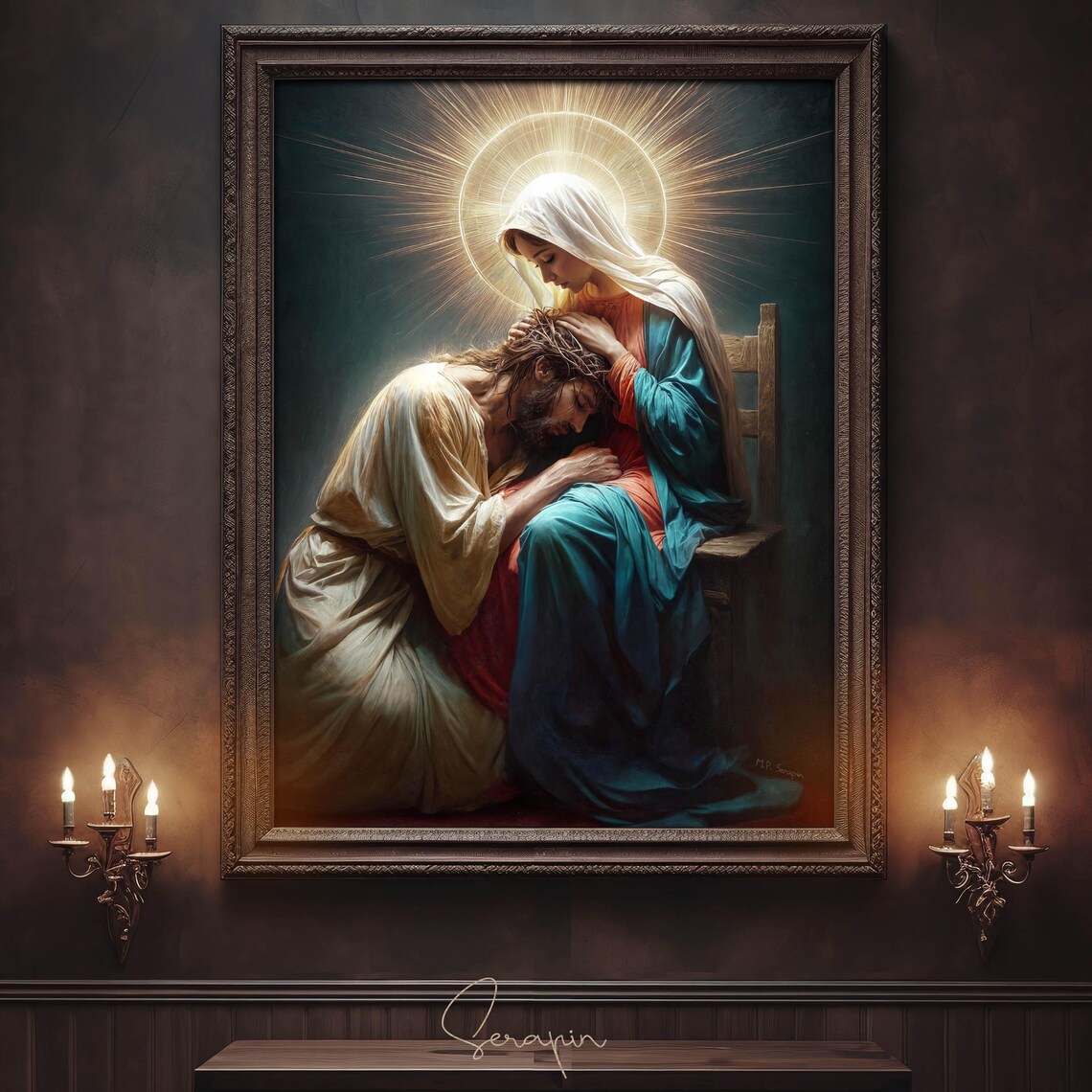 Pieta: Virgin Mary and Jesus Catholic Art Print - Image 6