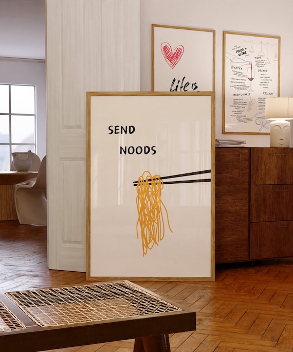 Send Noods Print Aesthetic Kitchen Poster Kitchen Decor Trendy Wall Art Minimalist Print Cute Kitchen Poster