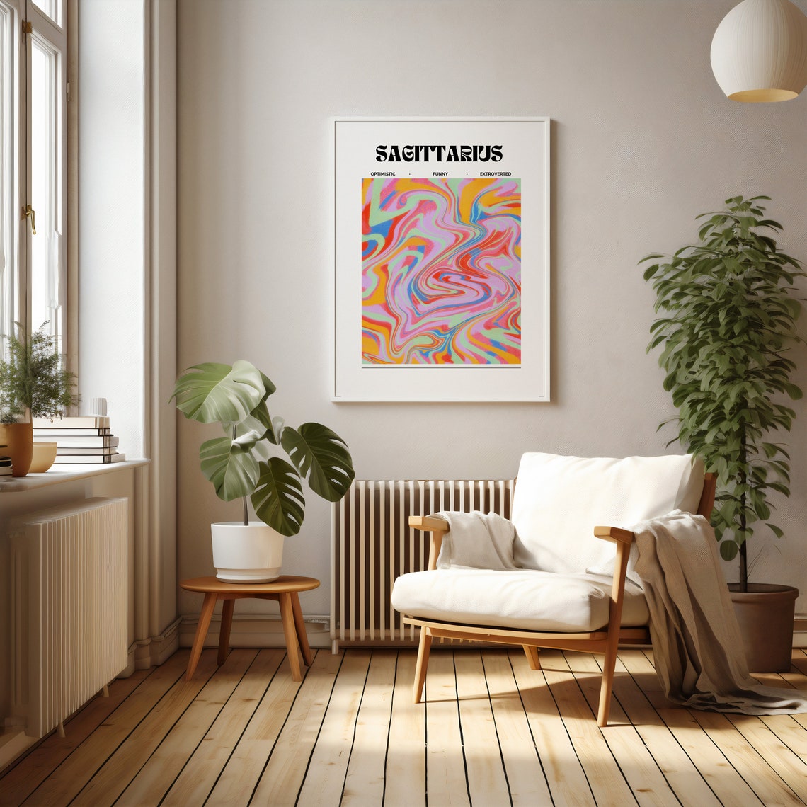Sagittarius Zodiac Sign Rainbow Marble Aura Astrology Poster - Image 3