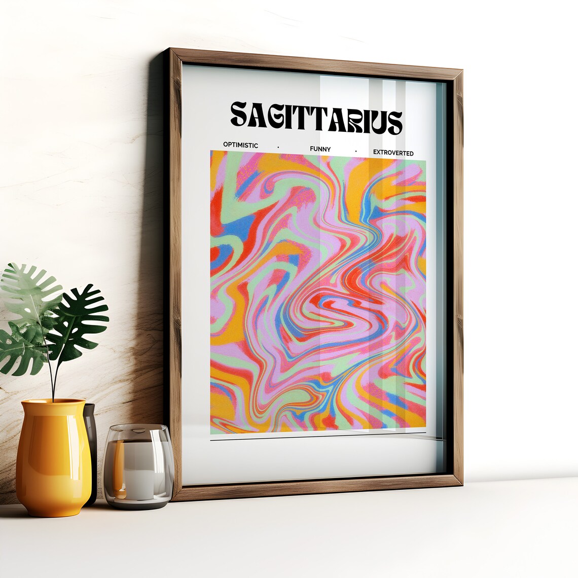 Sagittarius Zodiac Sign Rainbow Marble Aura Astrology Poster - Image 4