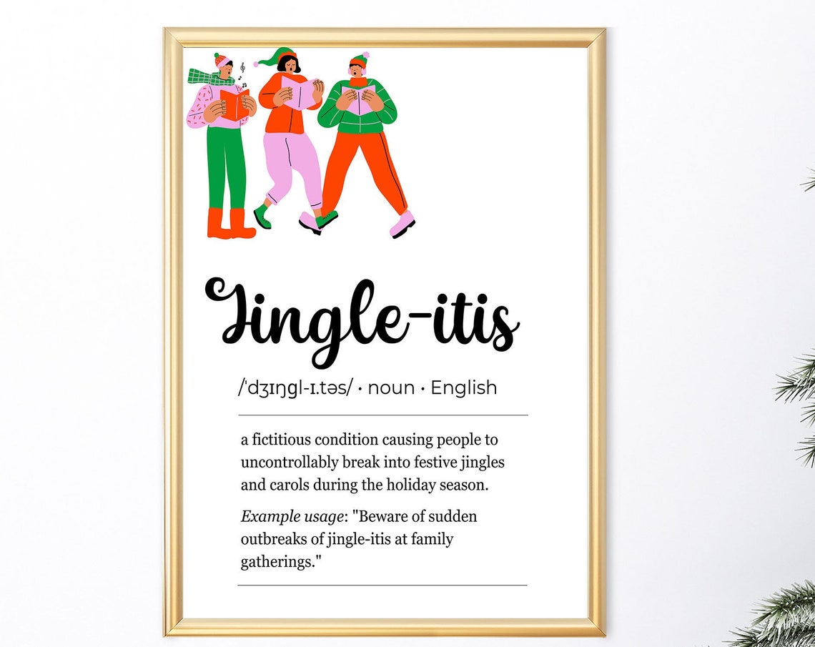 Jingle-itis Definition Funny Carolers Christmas Humor Art Poster
