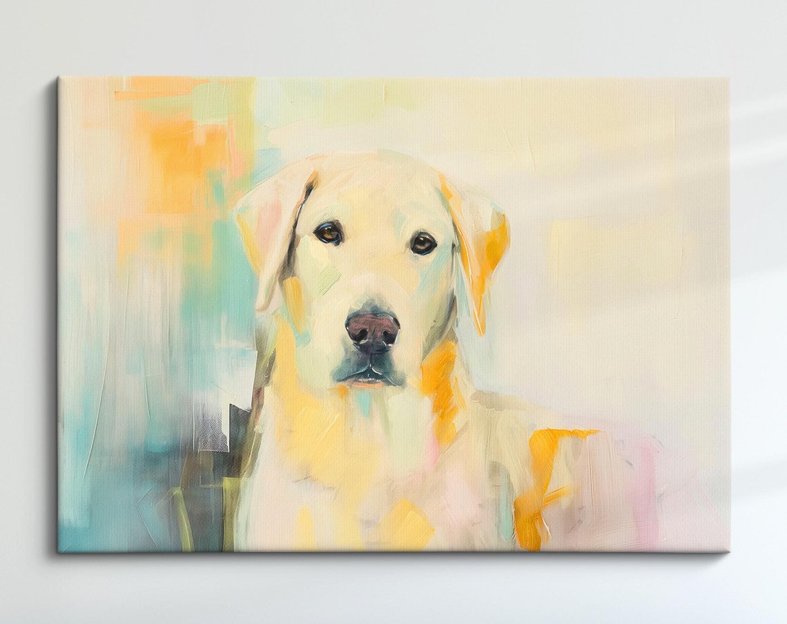 Golden Retriever Warm Yellow Pastel Abstract Painting Dog Poster