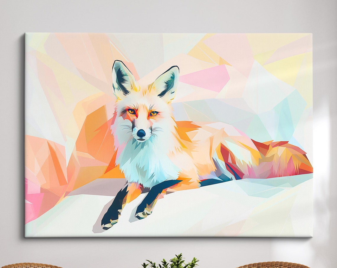 Fox Geometric Low Poly Pastel Abstract Modern Wildlife Wall Poster