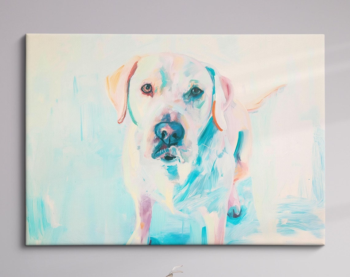 Golden Retriever Soft Pastel Abstract Portrait Painting Dog Poster