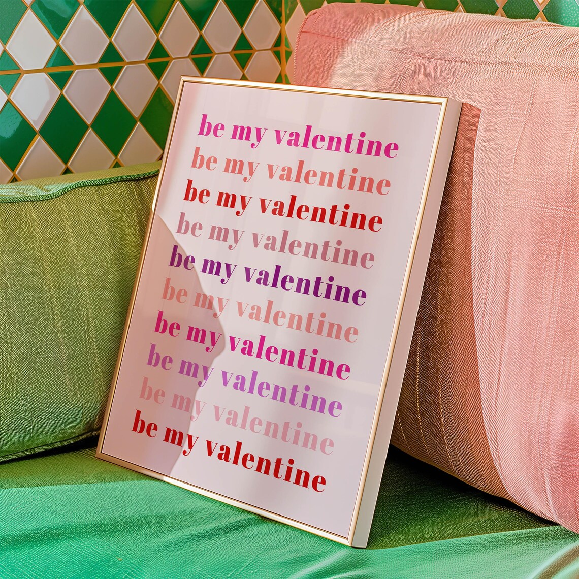 Valentines Day Pink Wall Art, Be My Valentine Poster - Image 4