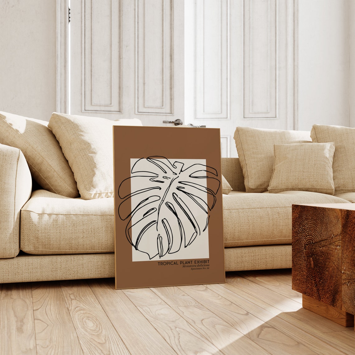 Tropical Plant Exhibit Monstera Leaf Line Art Botanical Poster - Image 3