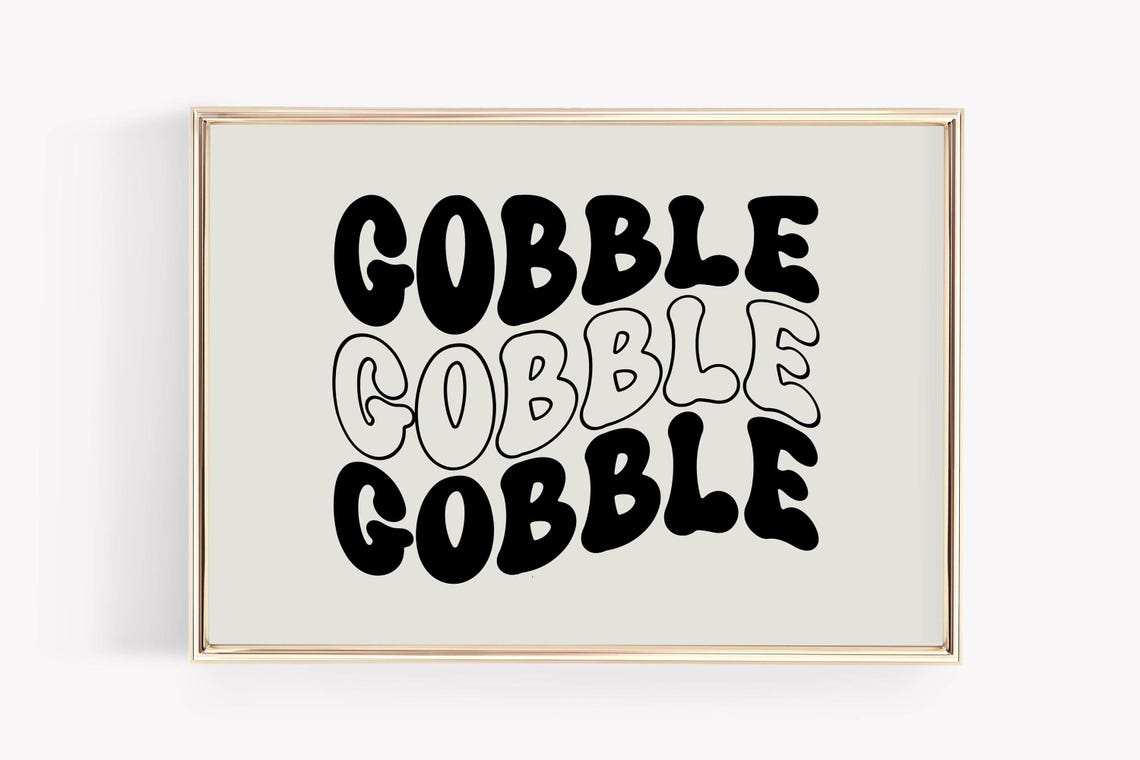 Gobble Gobble Fun Retro Wavy Typography Thanksgiving Day Poster - Image 2