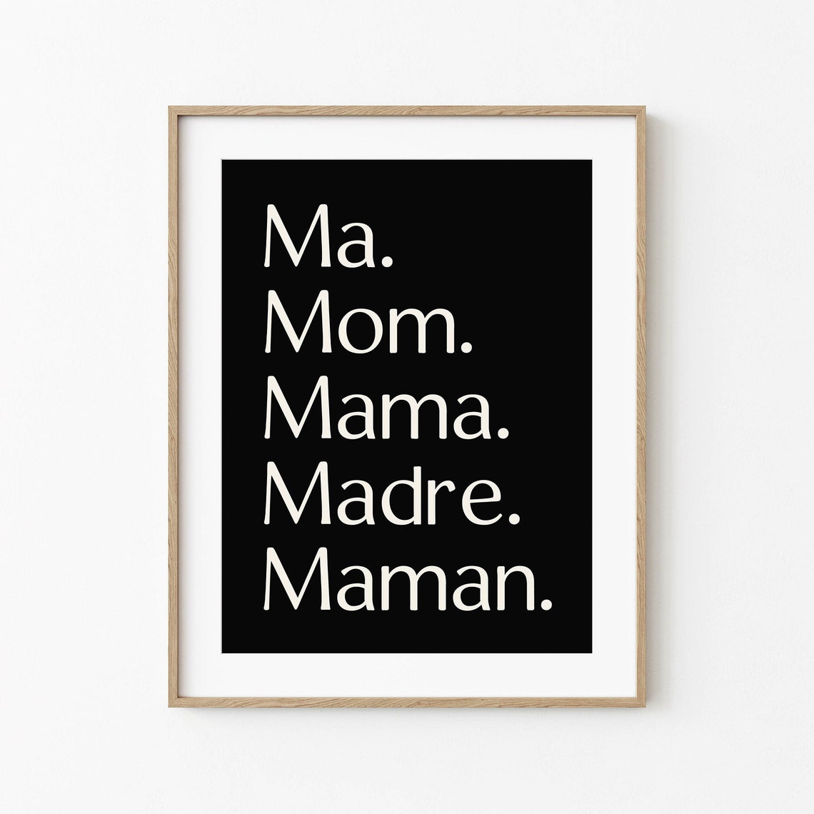 Ma Mom Mama Madre Maman Mothers Day Typography Black Gift Poster - Image 2