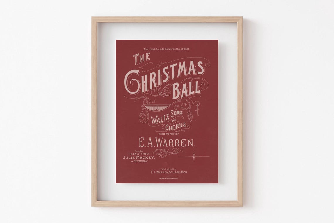 The Christmas Ball Waltz Vintage Sheet Music Red Poster Cover - Image 3