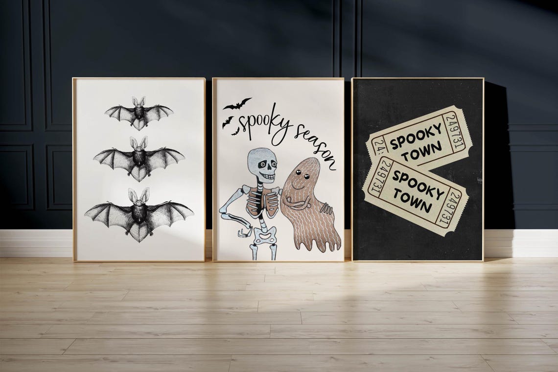 Spooky Season Skeleton Ghost Best Friends Cute Halloween Poster - Image 4