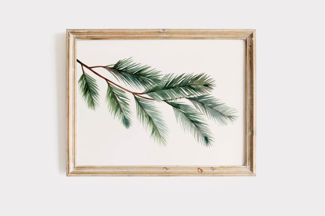 Minimal Watercolor Pine Branch Winter Botanical Christmas Poster - Image 5