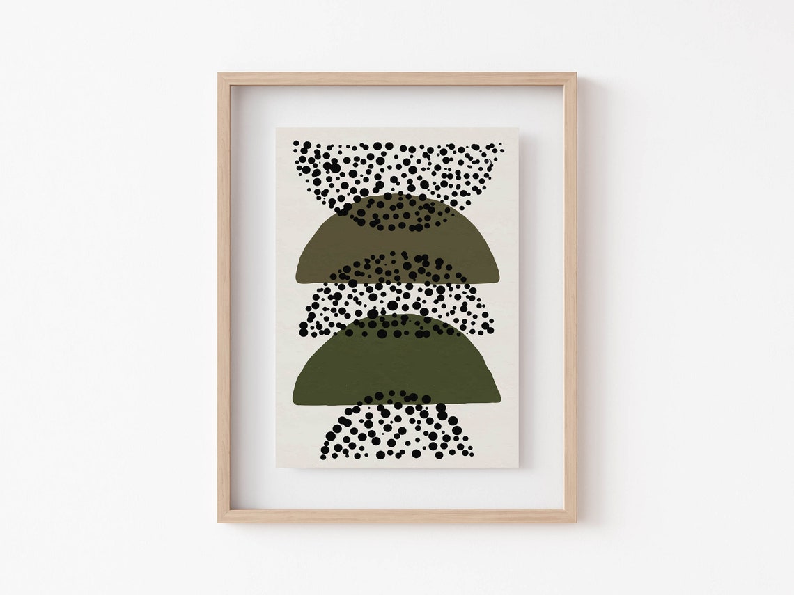 Olive Green Arches Dotted Mid Century Modern Abstract Poster - Image 6