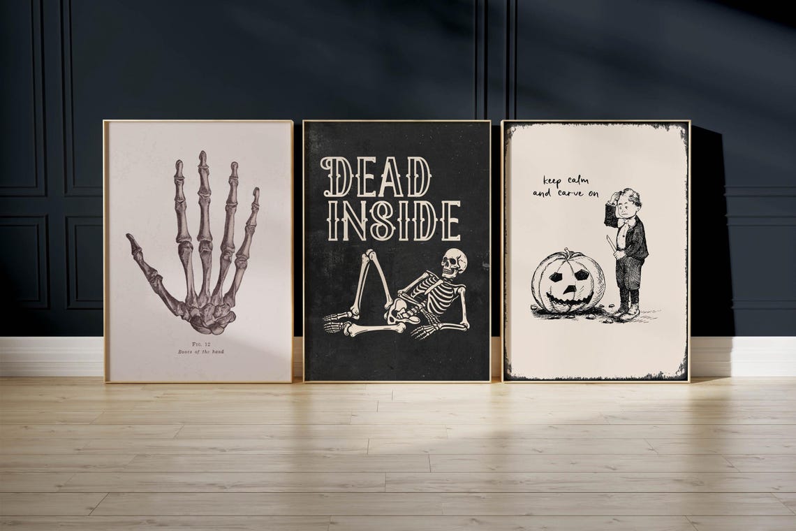 Dead Inside Lounging Skeleton Gothic Halloween Dark Humor Poster - Image 4