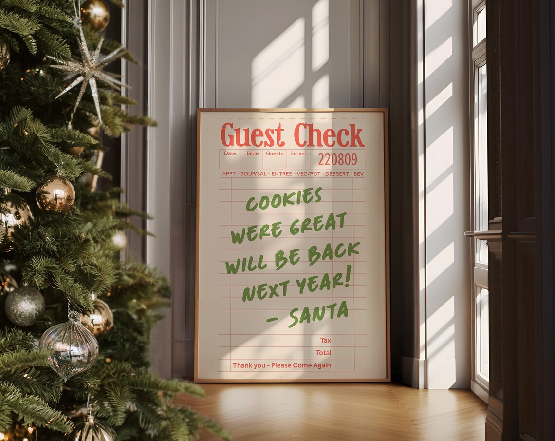 Cookies Were Great Santa Guest Check Funny Christmas Art Poster