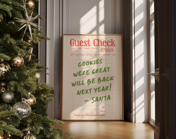Cookies Were Great Santa Guest Check Funny Christmas Art Poster