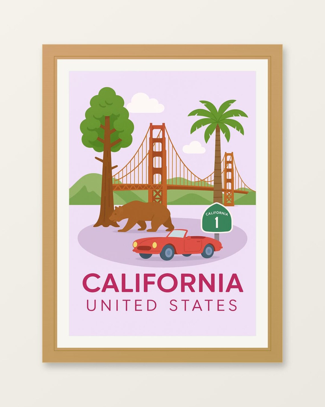 California United States Travel Golden Gate Bridge Art Poster