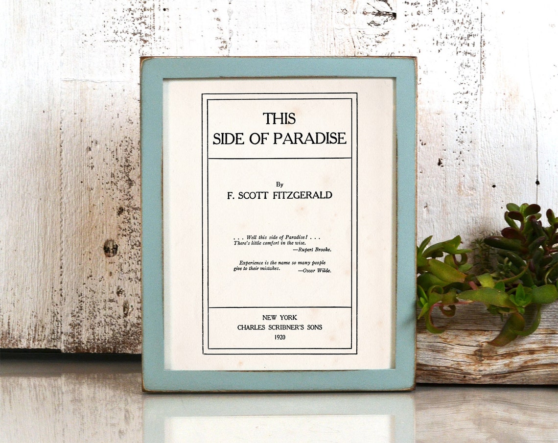 F Scott Fitzgerald This Side of Paradise 1920 Title Page Poster - Image 3