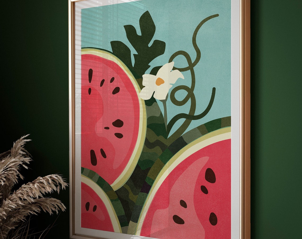 Watermelon Slice Fun Bold Illustration Summer Kitchen Wall Art - Image 2