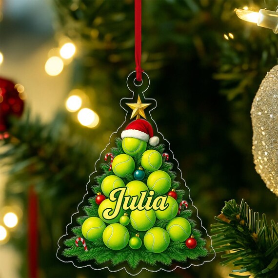 Personalized Julia Tennis Ball Christmas Tree Ornament Poster
