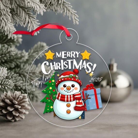 Personalized Snowman Merry Christmas 2025 Name Holiday Art Print