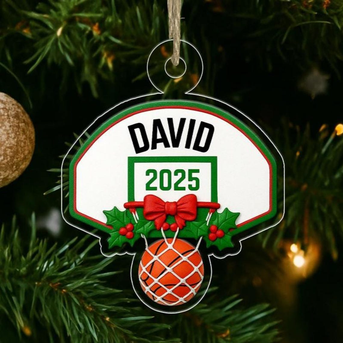 Personalized Basketball Hoop 2025 Christmas Name Ornament Art Poster