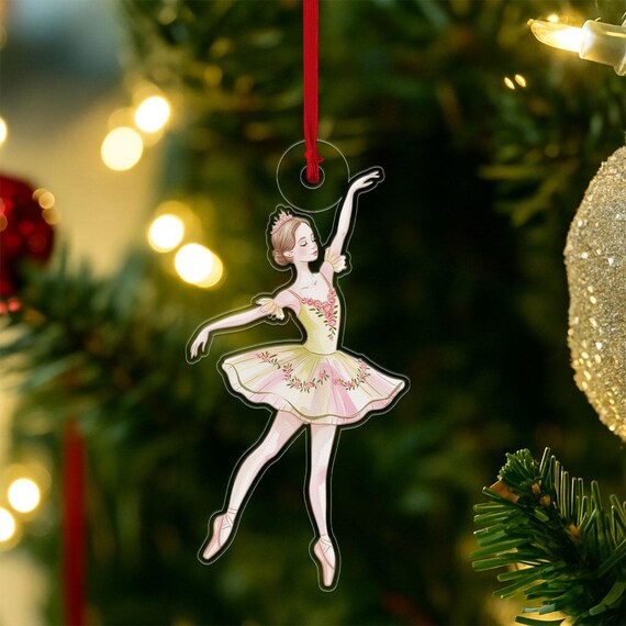 Personalized Ballerina Christmas Ornament Print Dancer Tutu Tree Gift Keepsake