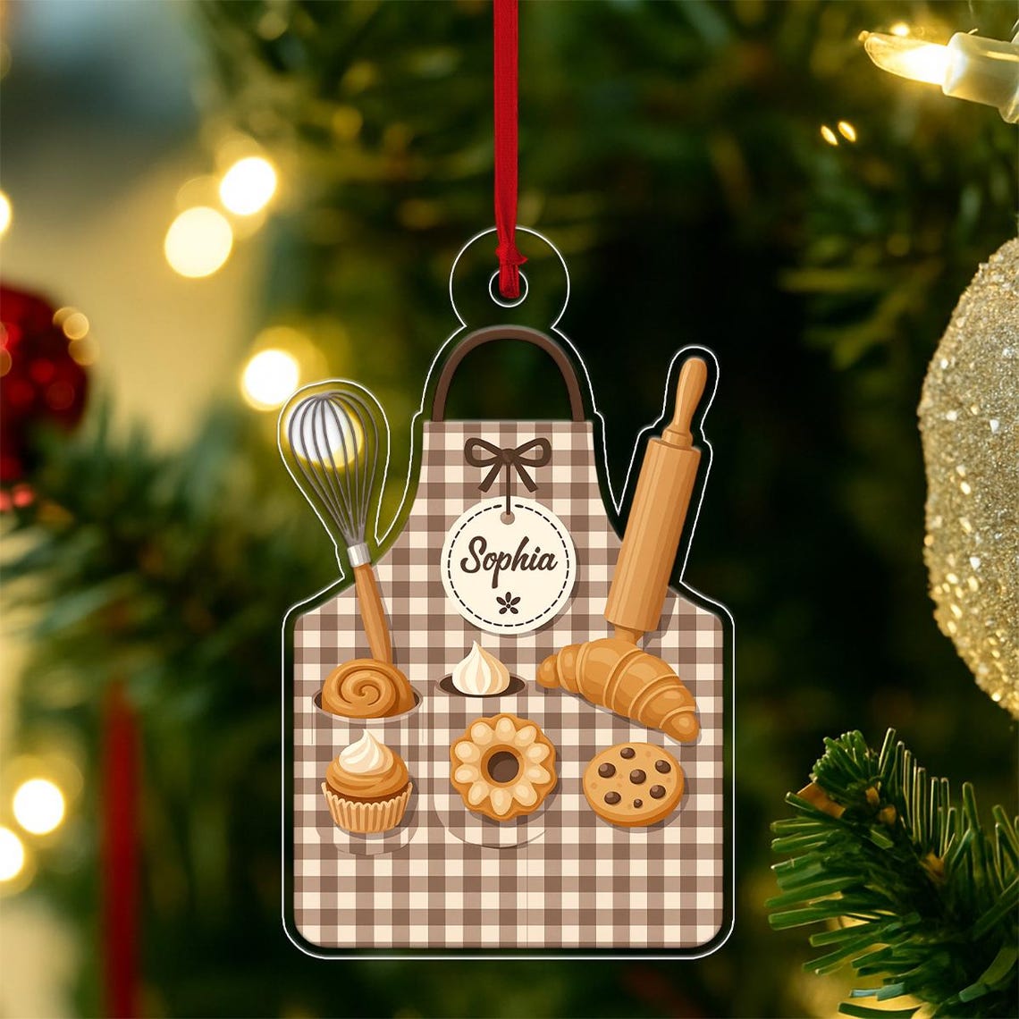 Personalized Baker Apron Christmas Acrylic Ornament Wall Art