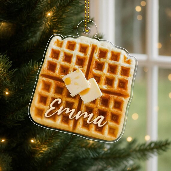 Golden Waffle With Butter Personalized Name Ornament Art Poster
