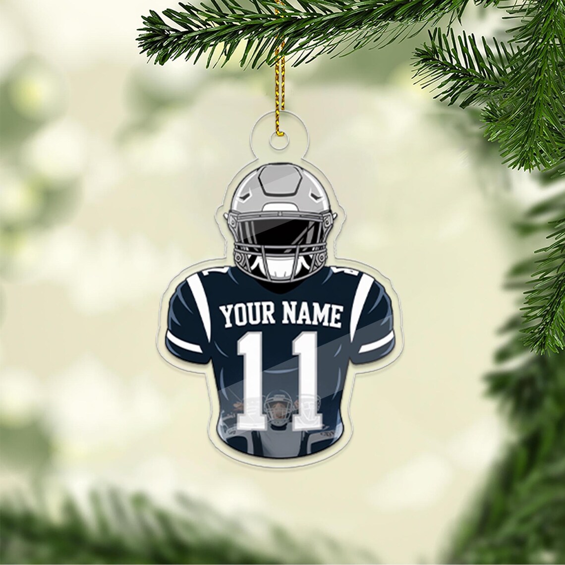 Personalized Football Jersey Helmet Acrylic Ornament Number 11 Print