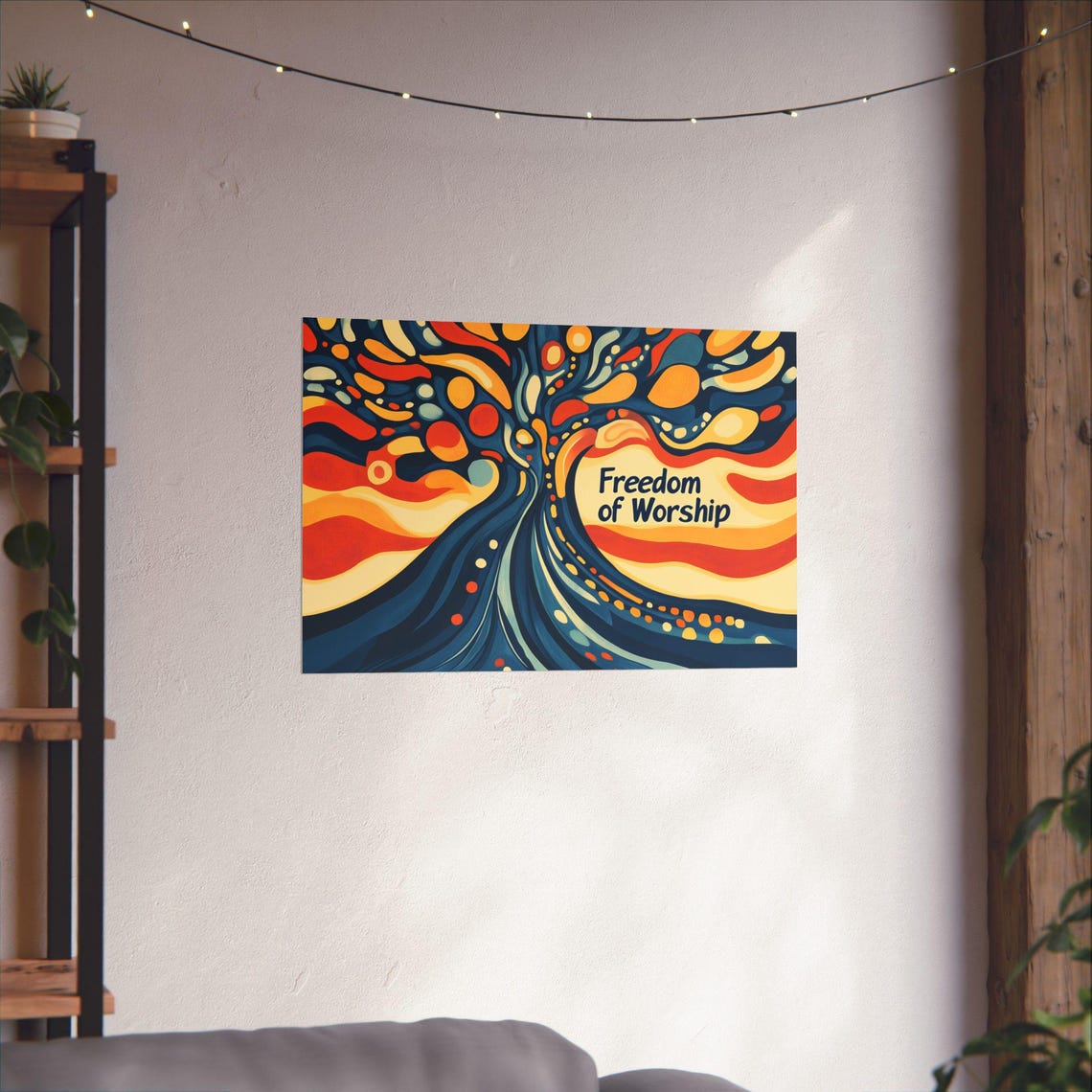 Freedom of Worship Flowing Tree of Life Serene Abstract Poster - Image 4