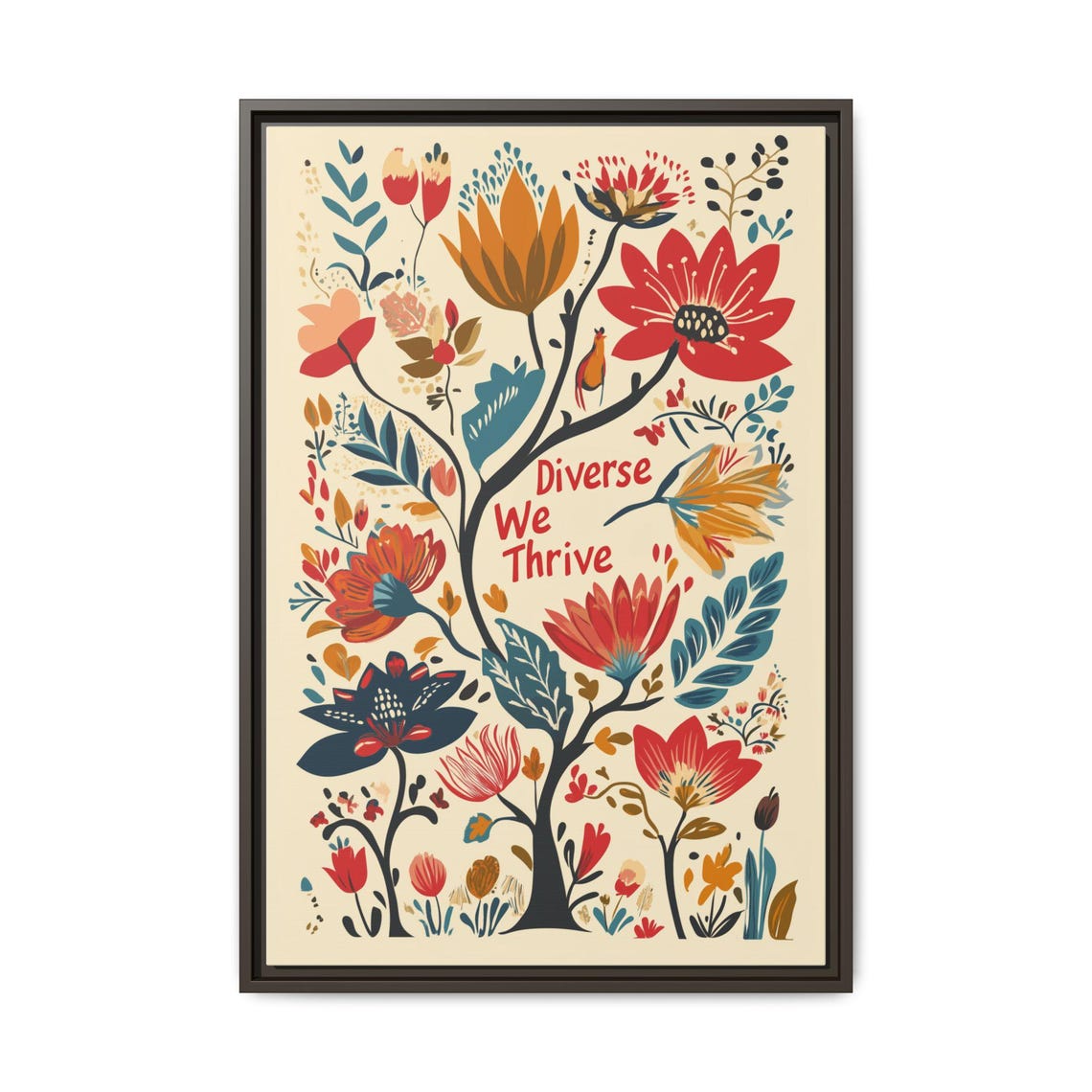 Diverse We Thrive Folk Art Flower Blooming Tree of Life Poster - Image 4