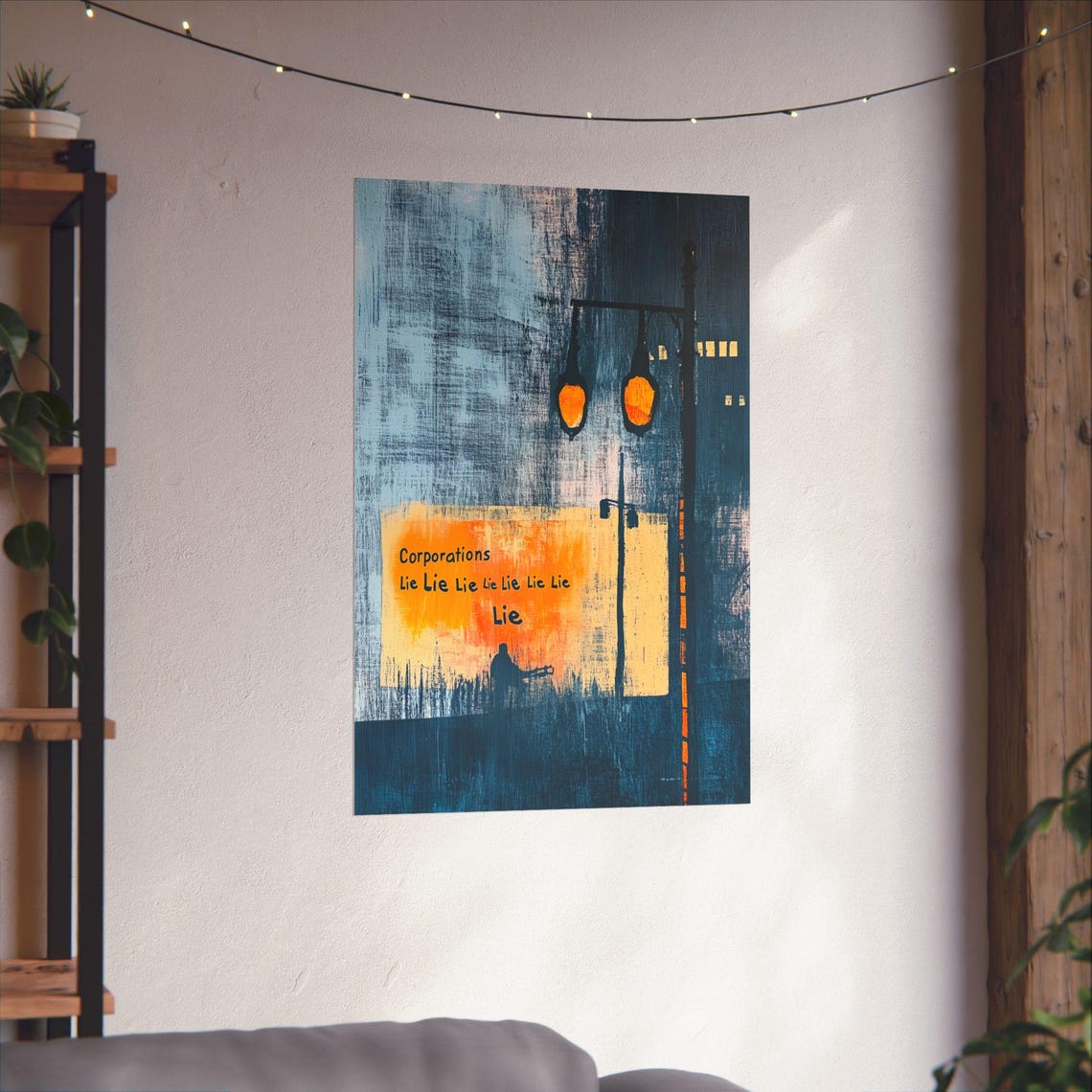 Corporations Lie Poster Wall Art Bold Statement Art Blue And Orange Fight For Economic Justice And Dignity For Home Office Or Dorm Decor - Image 3