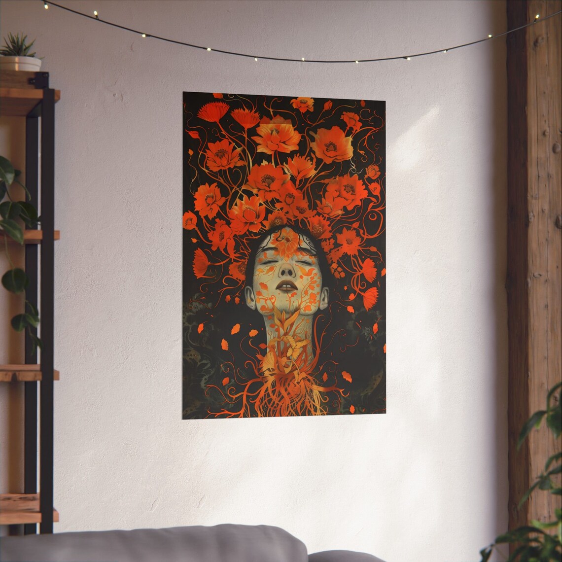 Mind Blown Orange Flower Art Print, Home Office Decor - Image 3