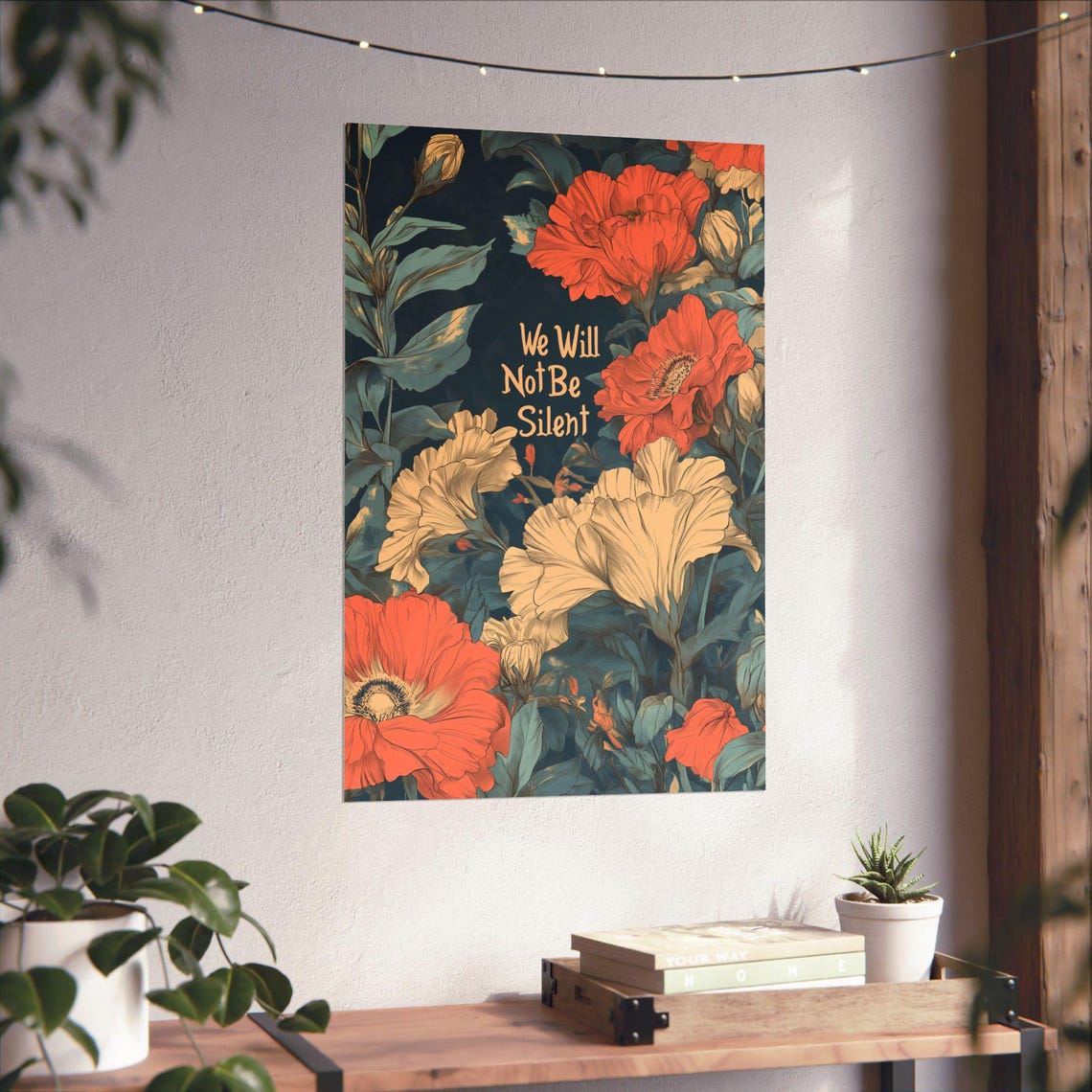 We Will Not Be Silent Feminist Floral Protest Statement Poster - Image 4