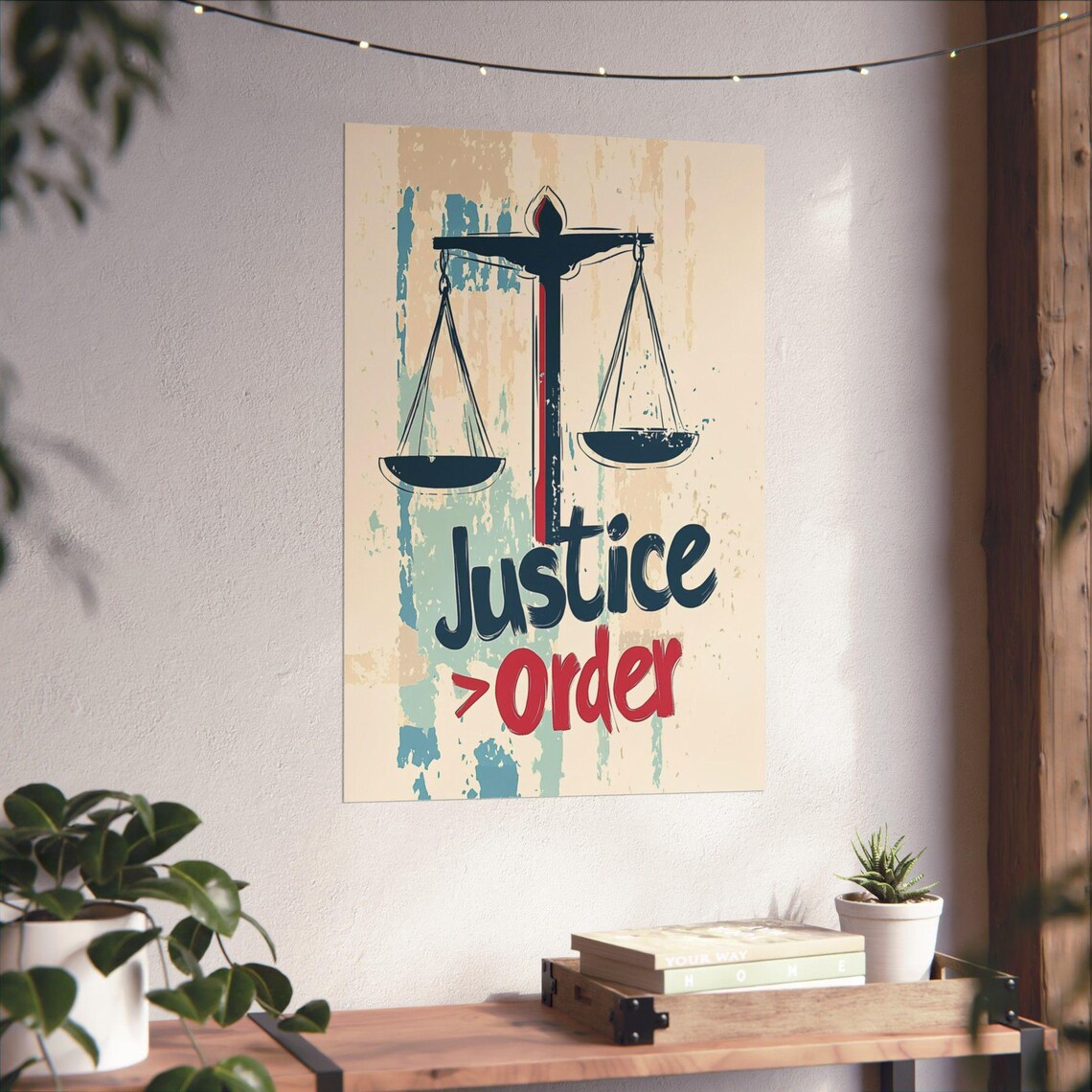 Bold Justice Greater Than Order Scales Of Justice Quote Poster - Image 4