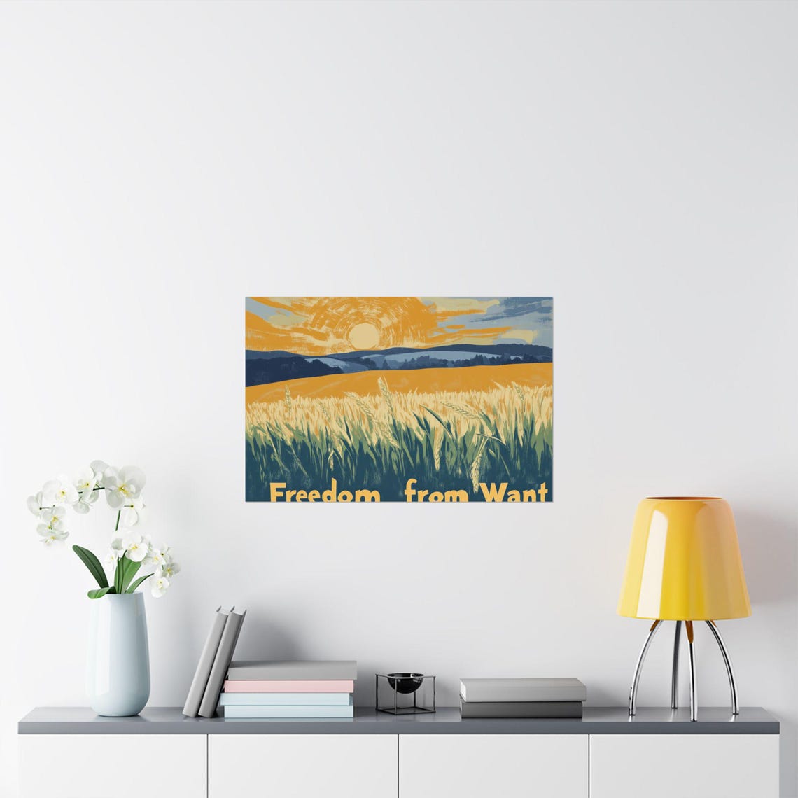 Freedom from Want Golden Wheat Field Sunset Landscape Poster - Image 2