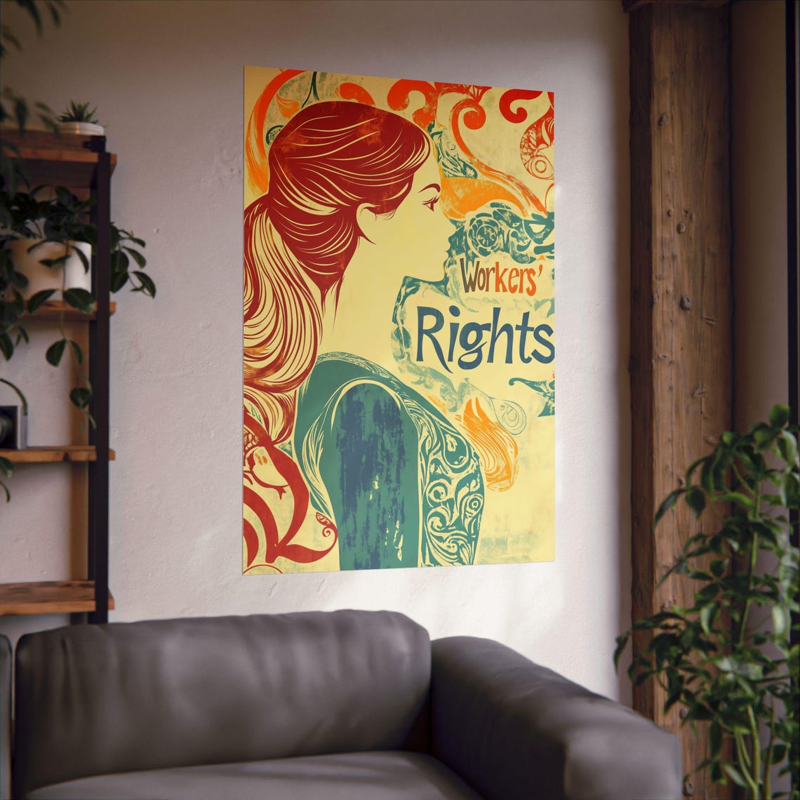 Workers Rights Vintage Art Nouveau Woman Labor Statement Poster - Image 2