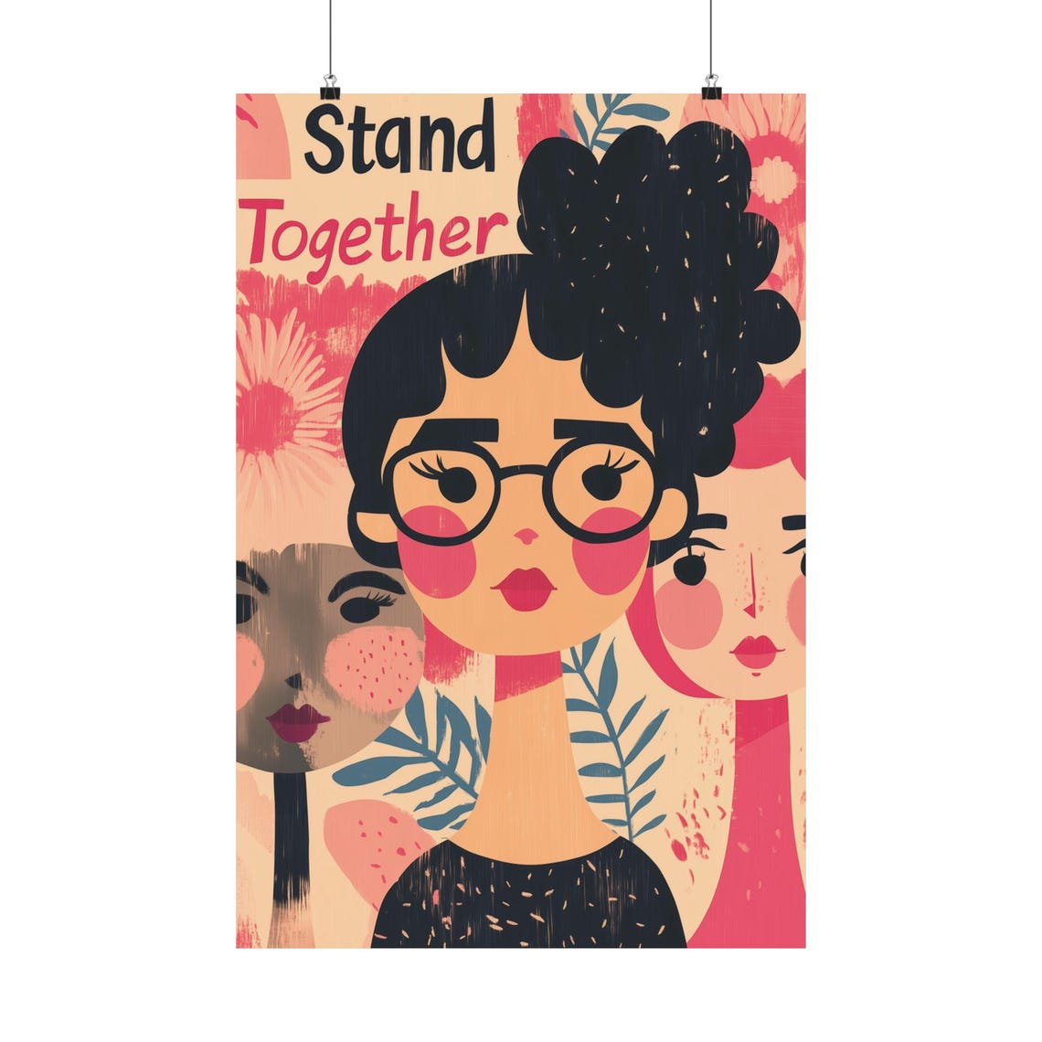 Stand Together Diverse Women Feminist Illustration Girls Art Poster
