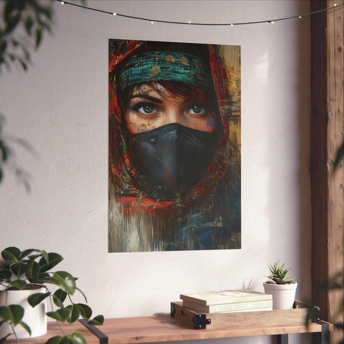 Veiled Woman Expressive Eyes Oil Painting Portrait Art Poster - Image 4