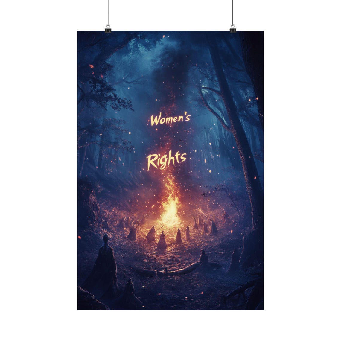 Womens Rights Bonfire Forest Gathering Empowerment Protest Poster
