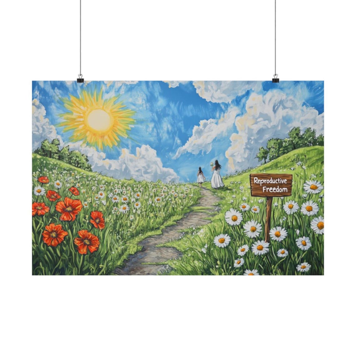 Reproductive Freedom Sunny Wildflower Meadow Walking Path Poster