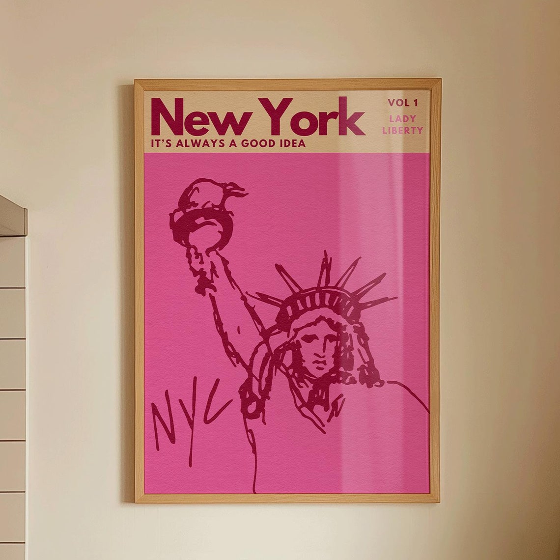 New York Wall Art Travel Poster Statue Of Liberty Print Nyc Wall Art Print Colourful City Print Travel Wall Art New York City Poster