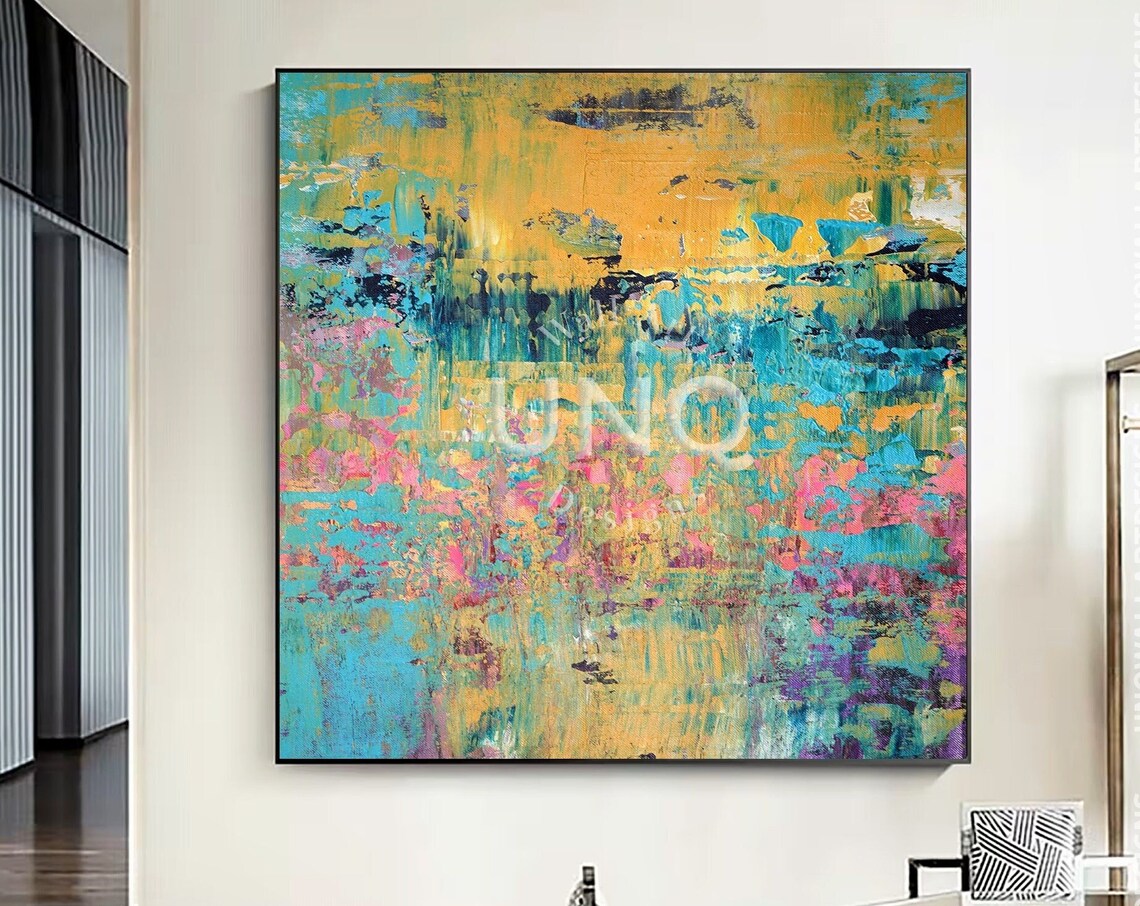 Blue Textured Oil Painting, Modern Boho Art Print